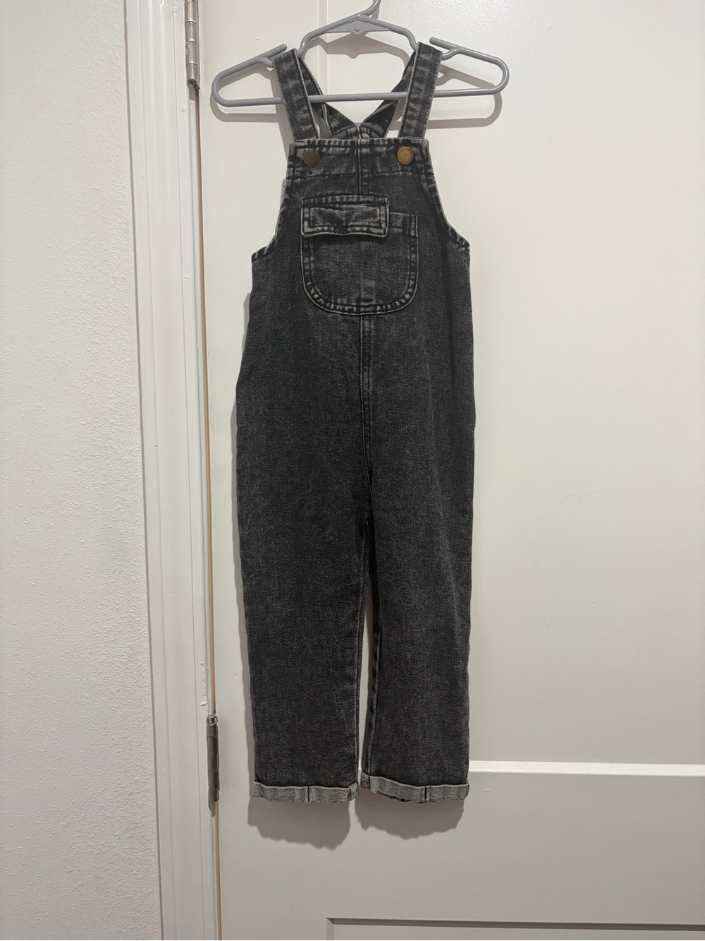 SHEIN Black Washed Denim Relaxed Overalls